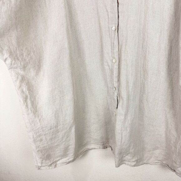 J. Jill Linen Button Down Short Sleeve Shirt Beige Size 4X Summer - Picture 4 of 6